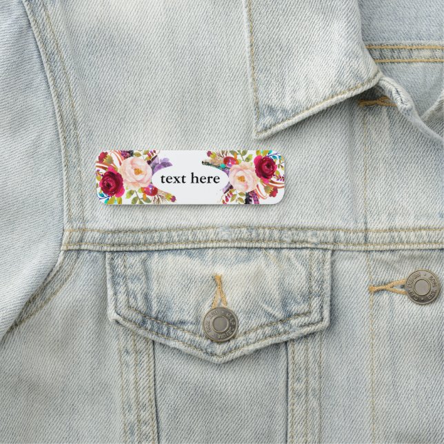 boho floral Classic Name Tag (In Situ)