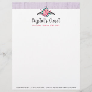 Boho Floral Clothes Hanger Closet Fashion Boutique Letterhead