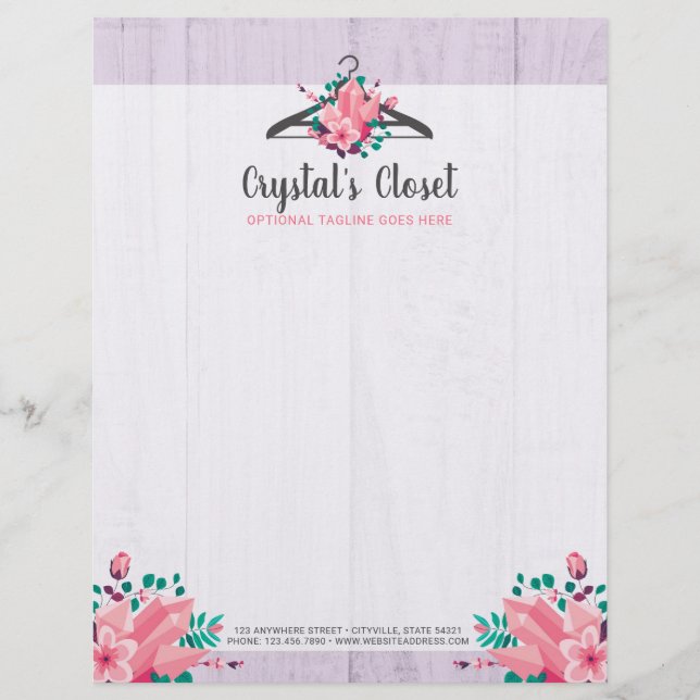 Boho Floral Clothes Hanger Closet Fashion Boutique Letterhead (Front)
