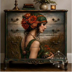 Boho Floral Coastal Woman Decoupage Tissue Paper