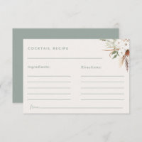 Boho Floral Cocktail Recipe Card