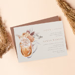 Boho Floral Coffee Bridal Shower Brunch Invitation<br><div class="desc">Fall in love with these romantic invitations for autumn bridal shower brunches or coffee themed showers. Elegant design features a soft off-white background graced with a bouquet of pastel earth tone boho watercolor flowers flanking a perfectly prepared caffe latte. "Love is Brewing" appears across the top, with your bridal shower...</div>