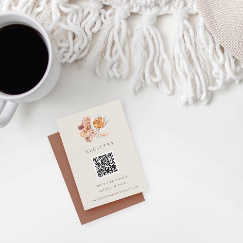 Boho Floral Coffee Bridal Shower QR Code Registry Enclosure Card