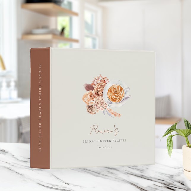 Boho Floral Coffee Bridal Shower Recipe 3 Ring Binder (Creator Uploaded)