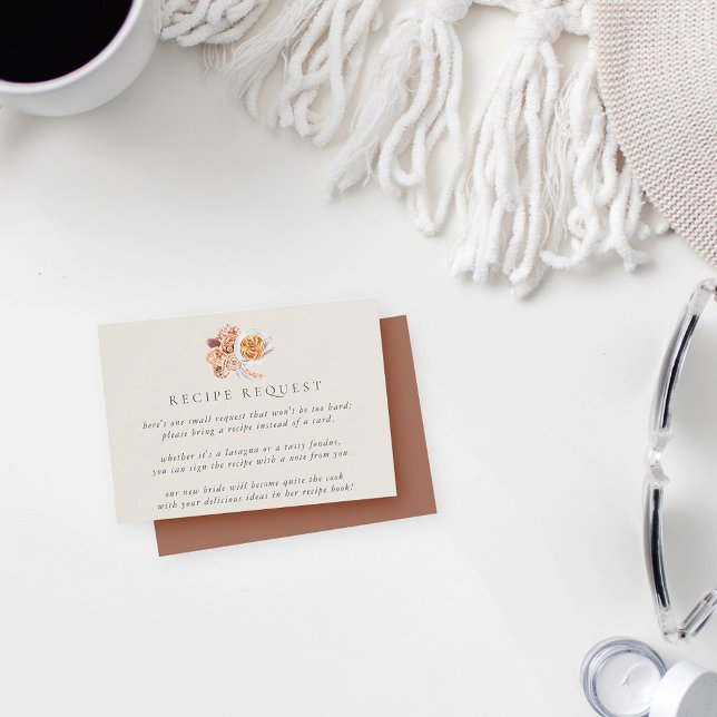 Boho Floral Coffee Bridal Shower Recipe Request Enclosure Card (Creator Uploaded)