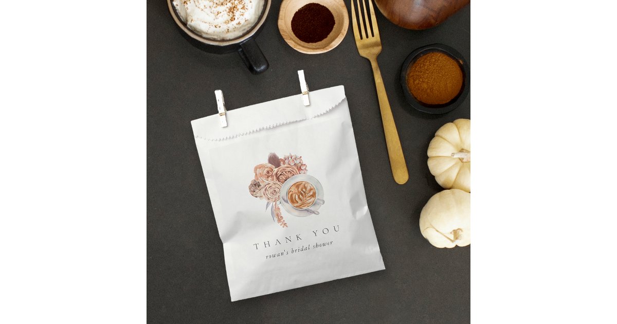 Boho Floral Coffee Bridal Shower Thank You Favor Bag | Zazzle