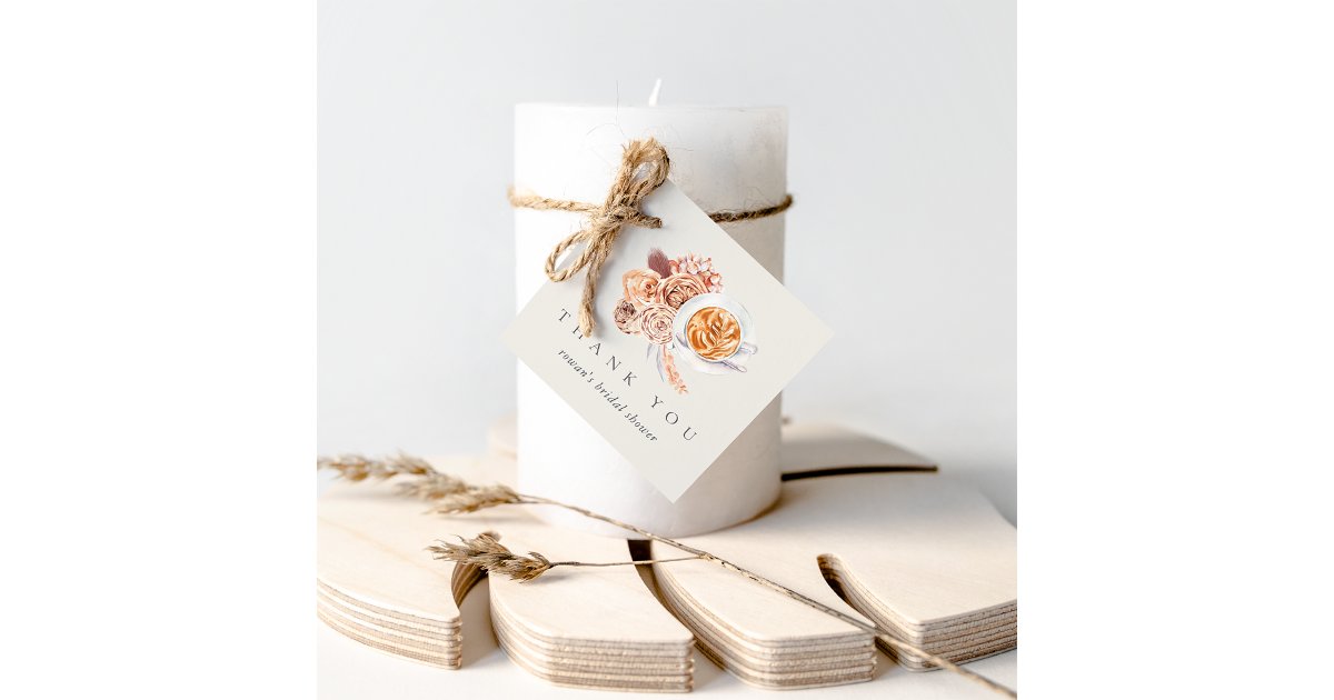Boho Floral Coffee Bridal Shower Thank You Favor Tags | Zazzle