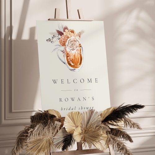 Boho Floral Coffee Bridal Shower Welcome Sign