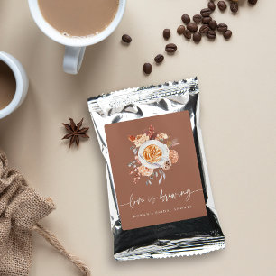 Boho Floral Coffee "Love is Brewing" Bridal Shower Drink Mix
