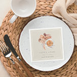 Boho Floral Coffee "Love is Brewing" Bridal Shower Napkins<br><div class="desc">Fall in love with this romantic design for autumn bridal shower brunches or coffee themed showers. Elegant design features a soft off-white background graced with a bouquet of pastel earth tone boho watercolor flowers flanking a perfectly prepared caffe latte.  Personalize with your custom text.</div>