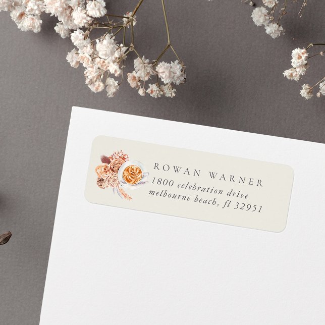 Boho Floral Coffee Return Address Label (Creator Uploaded)
