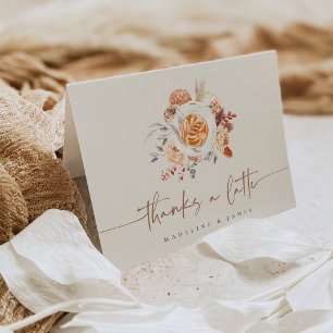 Boho Floral Coffee "Thanks a Latte" Letterpress Thank You Card