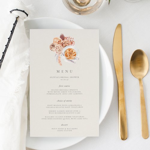 Boho Floral Coffee Theme Bridal Shower Brunch Menu