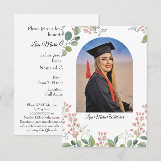 Boho Floral College Graduation Party  (Front/Back)