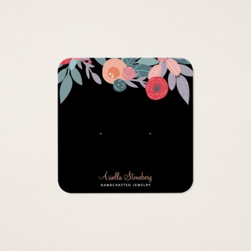 Boho Floral Colorful Earring Black Display Card