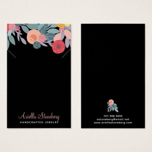 Boho Floral Colorful Necklace Black Display Card