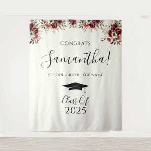 Boho Floral Congrats Graduation Photo Backdrop