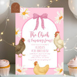 Boho Floral Coquette Chicken Girl Birthday Invitation<br><div class="desc">Boho Floral Coquette Chicken Girl Birthday Invitation,  Farm Barnyard Chicken Kids Birthday Invite,  Editable Girl Birthday Invite</div>