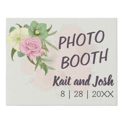 Boho Floral Coral Wedding Sign Photo Booth