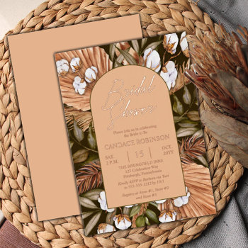 Boho Floral Cotton | Dried Grasses Bridal Shower  Foil Invitation by holidayhearts at Zazzle
