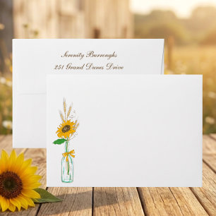 Boho Floral Country Sunflower Rustic Fall Wedding Envelope