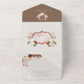 Boho Floral Country Western Monogram Photo Wedding All In One Invitation (Outside)