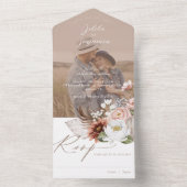 Boho Floral Country Western Monogram Photo Wedding All In One Invitation (Inside)