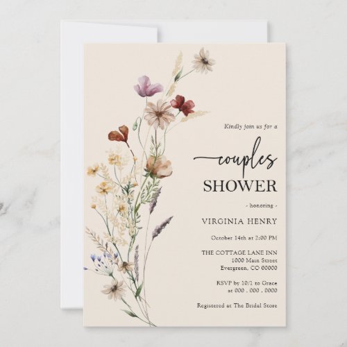 Boho Floral Couples Shower Invitation