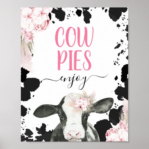 Boho Floral Cow Cow Print Birthday Food Sign