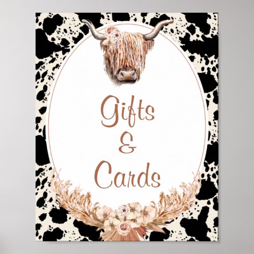 Boho Floral Cow Gifts and Cards Baby Shower Sign