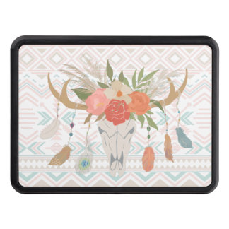 Boho Floral Cow Skull Hitch Cover
