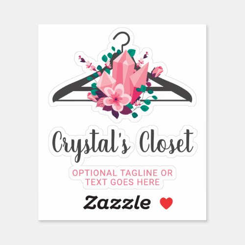 Boho Floral Crystals Clothes Hanger Closet Logo Sticker