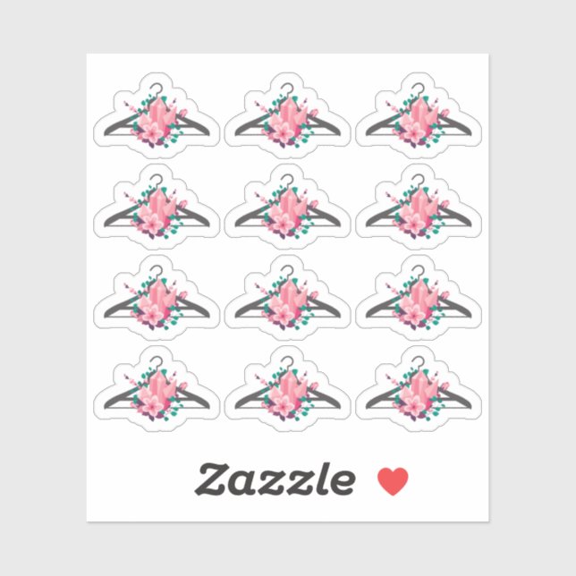 Boho Floral Crystals Clothes Hanger Fashion Closet Sticker (Sheet)