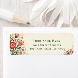 Boho Floral Custom Return Address Label