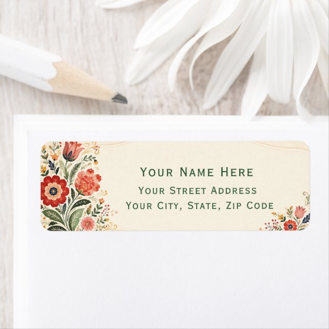Boho Floral Custom Return Address Label (Insitu)