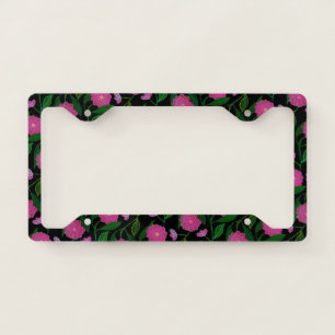 Boho Floral Cute Girly Victorian Flowers Pattern   License Plate Frame