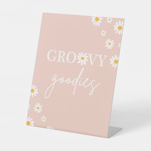 Boho Floral Daisy Groovy Birthday Groovy Goodies  Pedestal Sign