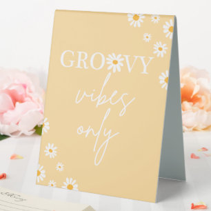 Boho Floral Daisy Groovy Birthday Groovy Vibes Table Tent