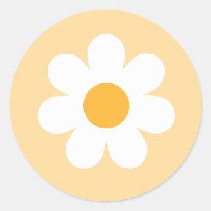 Boho Floral Daisy Groovy Birthday Party Favors Classic Round Sticker