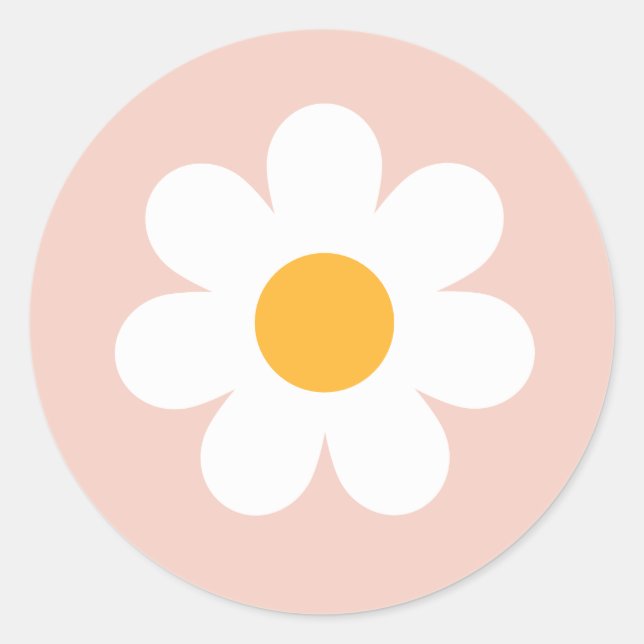 Boho Floral Daisy Groovy Birthday Party Favors Classic Round Sticker (Front)