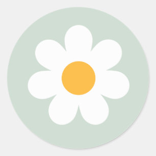 Boho Floral Daisy Groovy Birthday Party Favors Classic Round Sticker
