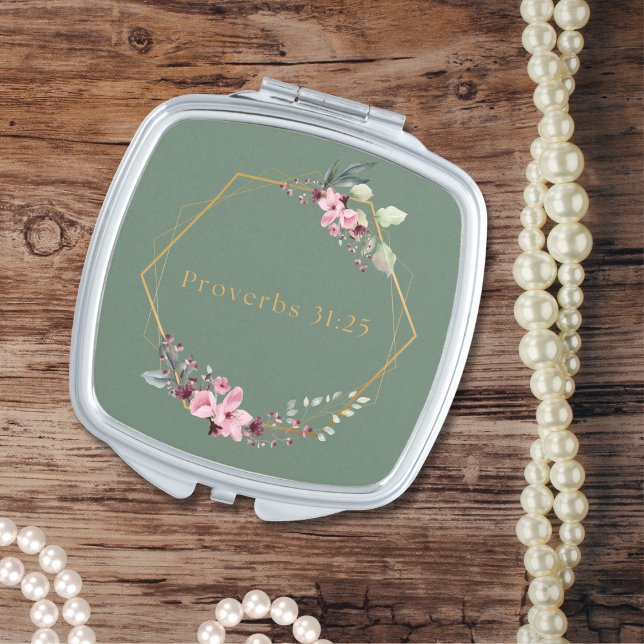 Boho Floral Design with Bible Verse Gift Compact Mirror (Creator Uploaded)