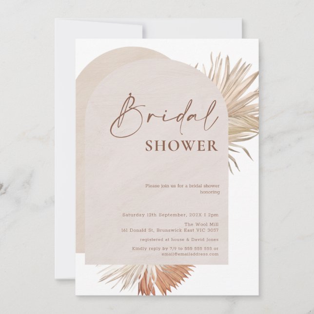 Boho Floral Double Arch Bridal Shower Invitation (Front)