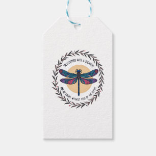 Boho Floral Dragonfly She Is Clothed With Strength Gift Tags