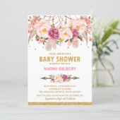 Boho Floral Dream Catcher Baby Shower Girl Invitation (Standing Front)