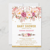 Boho Floral Dream Catcher Baby Shower Girl Invitation (Front)