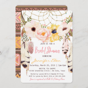 Boho Floral Dreamcatcher Bridal Shower Invitation