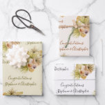 Boho Floral Dried Palm Add Names Wedding Wrapping Paper Sheets<br><div class="desc">These wrapping paper sheets feature a boho watercolor pattern of tropical floral bouquets in neutral colors with dried palm leaves. Personalize them with the word "Congratulations" in elegant handwriting calligraphy followed by the names of the bride and groom. The design comes in three neutral earth tone colorways: olive green text...</div>