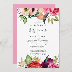 Boho Floral Drive By Bridal or Baby Shower Invitation
