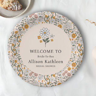 Boho Floral Earth Tones Botanical Bridal Shower  Paper Plates